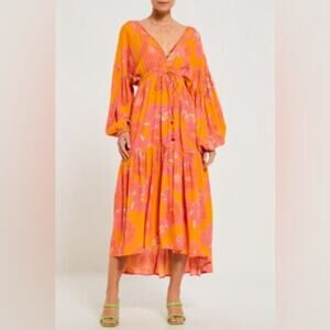 Bohemian Traders Billow Sleeve Midi Dress Size M/L